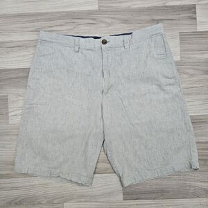 BANANA REPUBLIC Mens Beige Stripe Cotton Linen Chino Shorts Size 34